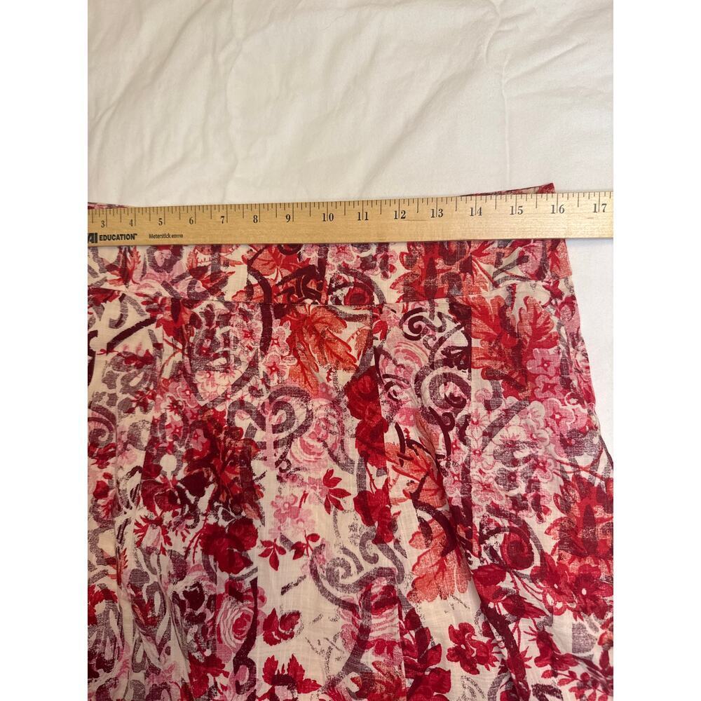 Gap Womens Midi Skirt Red White Floral Design Side Zipper Size 4 Casual Romantic - Picture 8 of 11